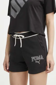 Puma pantaloni scurti SQUAD femei, culoarea negru, cu imprimeu, high waist, 678704 imagine