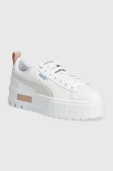 Puma pantofi Mayze Lth culoarea alb, cu platforma imagine