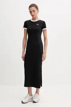 Puma rochie culoarea negru, midi, drept, 632140 imagine