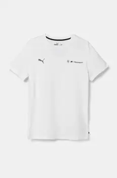 Puma tricou de bumbac pentru copii BMW MMS ESS LOGO TEE 2 culoarea alb, cu imprimeu, 627533 imagine