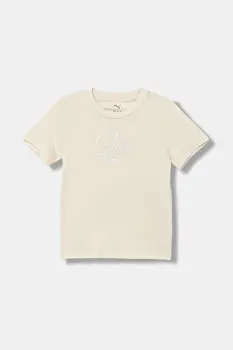 Puma tricou de bumbac pentru copii ESS SCRIPT Tee G culoarea bej, 685805 imagine