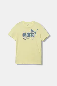 Puma tricou de bumbac pentru copii GRAPHIC No. 1 Logo Tee G culoarea galben, 688497 imagine