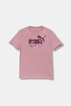 Puma tricou de bumbac pentru copii GRAPHIC No. 1 Logo Tee G culoarea roz, 688497 imagine