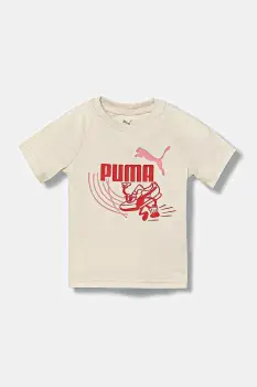 Puma tricou de bumbac pentru copii LITTLE RUNNERS Tee PS culoarea bej, cu imprimeu, 688475 imagine