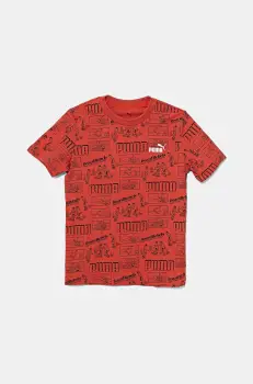 Puma tricou de bumbac pentru copii MID90S AOP Tee culoarea rosu, cu imprimeu, 685146 imagine