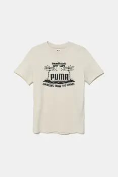 Puma tricou de bumbac pentru copii MID90S Graphic Tee III culoarea bej, cu imprimeu, 685152 imagine