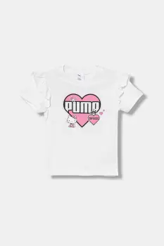 Puma tricou de bumbac pentru copii PUMA X HELLO KITTY & FRIENDS Ruffle Tee culoarea alb, 632386 imagine