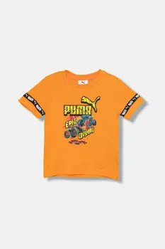 Puma tricou de bumbac pentru copii PUMA X HOT WHEELS Graphic Tee culoarea portocaliu, cu imprimeu, 632395 imagine