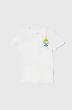 Puma tricou de bumbac pentru copii PUMA X TROLLS Tee culoarea alb, modelator imagine