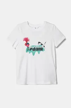 Puma tricou de bumbac pentru copii X TROLLS Tee culoarea alb, cu imprimeu, 627376 imagine