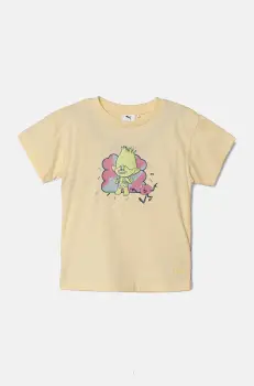 Puma tricou de bumbac pentru copii X TROLLSphic Tee culoarea galben, cu imprimeu, 627383 imagine