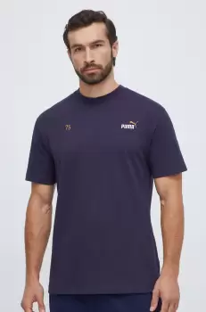 Puma tricou din bumbac barbati, culoarea albastru marin, cu imprimeu imagine