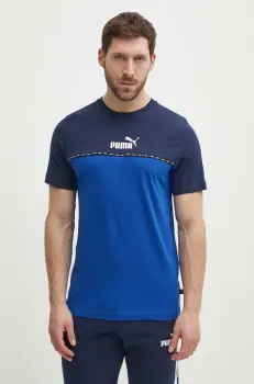 Puma tricou din bumbac barbati, culoarea bleumarin, cu imprimeu 673341 imagine