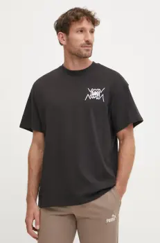 Puma tricou din bumbac barbati, culoarea negru, cu imprimeu, 630493 imagine