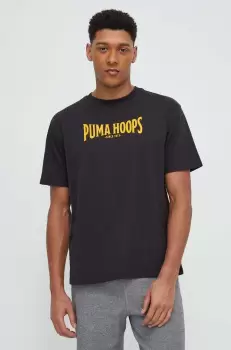 Puma tricou din bumbac barbati, culoarea negru, cu imprimeu imagine
