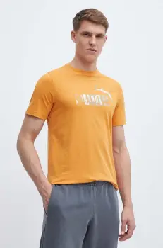 Puma tricou din bumbac barbati, culoarea portocaliu, cu imprimeu, 675942 imagine