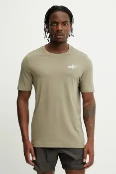 Puma tricou din bumbac barbati, culoarea verde, neted, 682535 imagine