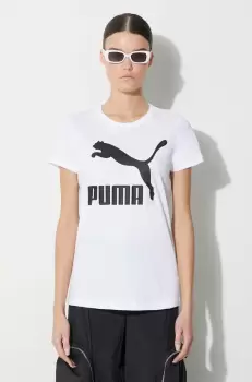 Puma tricou din bumbac Classic Logo Tee culoarea alb 530076.02-white imagine