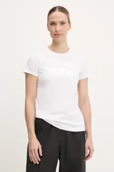 Puma tricou din bumbac culoarea alb, 631536 imagine