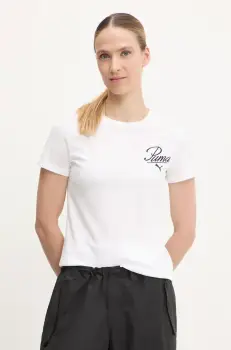 Puma tricou din bumbac culoarea alb, 684982 imagine