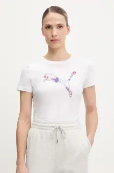 Puma tricou din bumbac culoarea alb, 685081 imagine