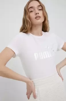 Puma tricou din bumbac culoarea alb imagine