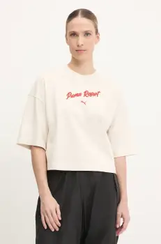 Puma tricou din bumbac culoarea bej, 629776 imagine