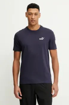 Puma tricou din bumbac culoarea bleumarin, cu imprimeu, 684674 imagine