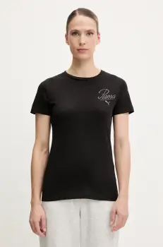 Puma tricou din bumbac culoarea negru, 684982 imagine