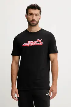 Puma tricou din bumbac culoarea negru, cu imprimeu, 632111 imagine