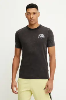 Puma tricou din bumbac culoarea negru, cu imprimeu, 684640 imagine