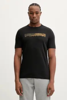 Puma tricou din bumbac culoarea negru, cu imprimeu, 688227 imagine