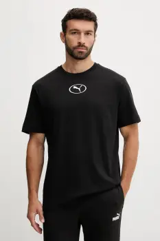 Puma tricou din bumbac culoarea negru, cu imprimeu, 688242 imagine