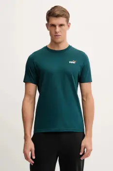 Puma tricou din bumbac culoarea turcoaz, cu imprimeu, 684717 imagine