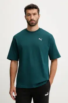 Puma tricou din bumbac culoarea verde, uni, 629645 imagine
