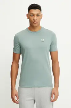 Puma tricou din bumbac ESS ELEVATED barbati, culoarea verde, melanj, 684726 imagine