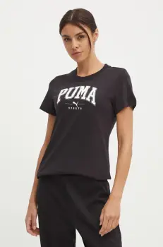 Puma tricou din bumbac femei, culoarea negru, 681537 imagine