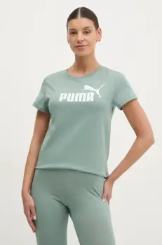 Puma tricou din bumbac femei, culoarea verde, 682371 imagine
