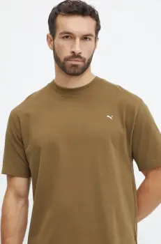 Puma tricou din bumbac MMQ barbati, culoarea verde, neted, 624009 imagine