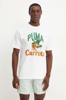 Puma tricou din bumbac PUMA X CARROTS Graphic Tee barbati, culoarea alb, cu imprimeu, 627443 imagine