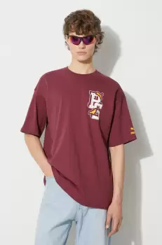 Puma tricou din bumbac PUMA X STAPLE barbati, culoarea bordo, cu imprimeu imagine