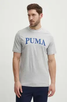 Puma tricou din bumbac SQUAD barbati, culoarea gri, cu imprimeu, 678967 imagine