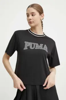 Puma tricou din bumbac SQUAD femei, culoarea negru 677903 imagine