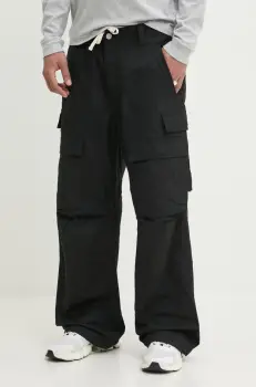 PURPLE BRAND pantaloni de bumbac WOVEN CARGO PANT barbati, culoarea negru, cu fason cargo, P527-WCBB125 imagine