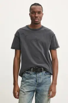 PURPLE BRAND tricou din bumbac TEXTURED INSIDE OUT TEE barbati, culoarea gri, cu imprimeu, P101-JBCP125 imagine