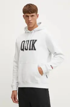 Quiksilver bluza Griffin Hoodie barbati, culoarea gri, cu gluga, cu imprimeu, AQYFT03407 imagine