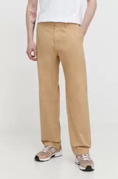 Quiksilver pantaloni de bumbac culoarea bej, drept imagine
