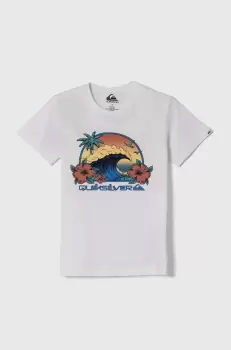 Quiksilver tricou de bumbac pentru copii RIDTODAYSSYTH culoarea alb, cu imprimeu imagine