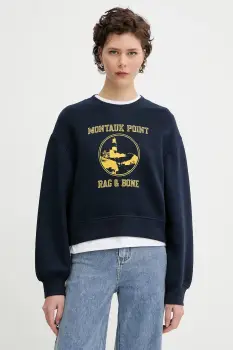 Rag & Bone bluza culoarea bleumarin, cu imprimeu, WCC25PH021V121 imagine