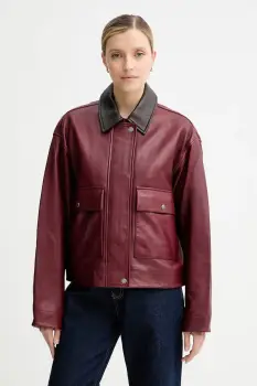 Rag & Bone geaca de piele culoarea bordo, de tranzitie, oversize, RA5A25F0MCR imagine